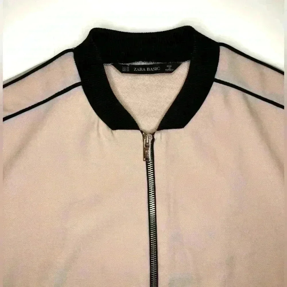 Zara Basic Womens Pink Bomber Jacket Size Xs - image 6